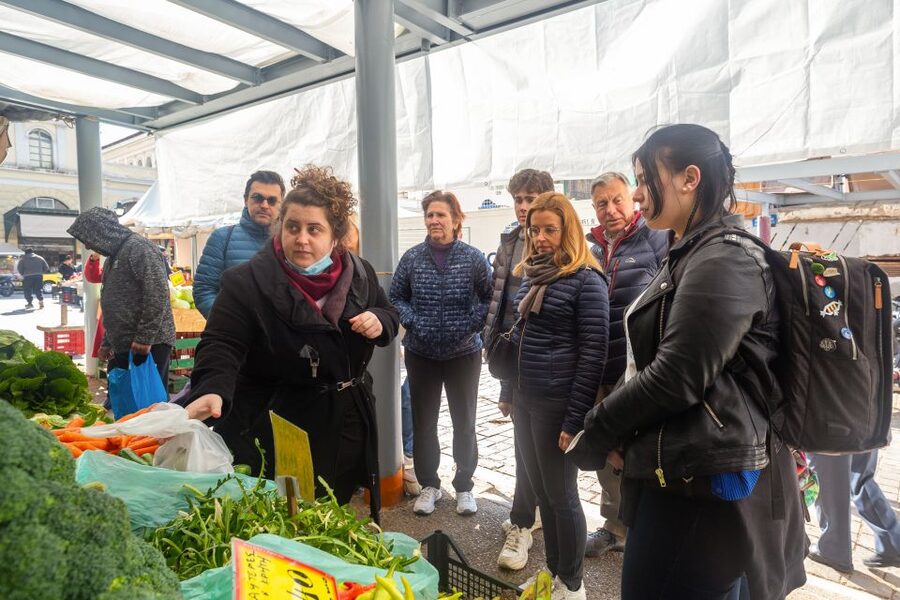 Athens: Food Market Visit and Cooking Class with Wine - Sitting down to eat what you prepared