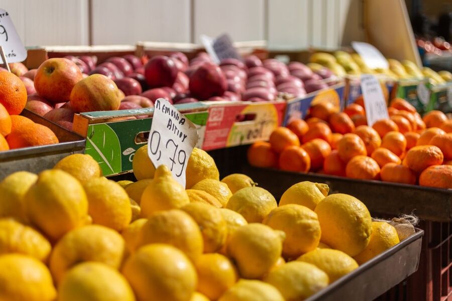 Athens: Food Market Visit and Cooking Class with Wine - Walking through Varvakios Agora with a cook