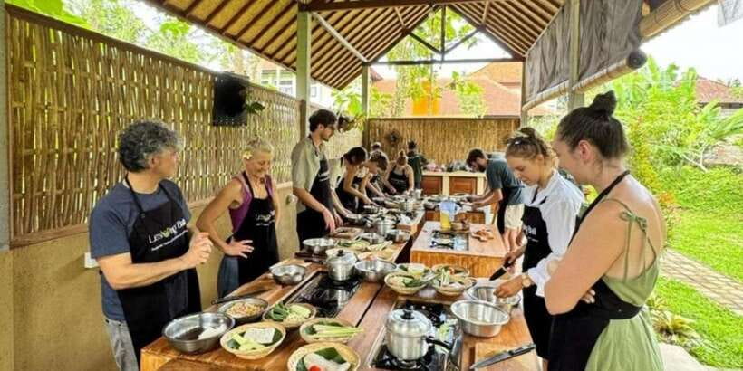 Bali: Cooking Class with Monkey Forest and Art Village Tour - Cooking in an Open-Air Balinese Kitchen
