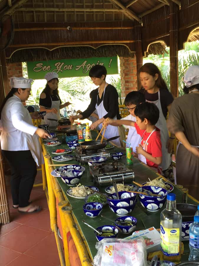 Bay Mau Eco Cooking Class Tours with Basket Boat - Cooking four Vietnamese dishes with the chef