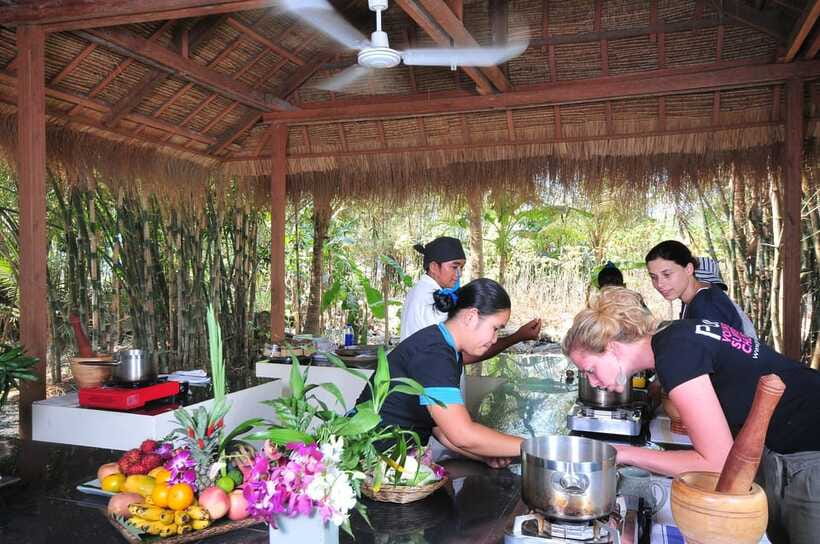 Cambodian Cooking Class from Siem Reap - Cooking beside the pond
