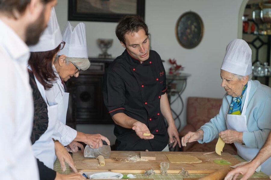 Catania: Cooking class set in a sea front historic villa - Preparing ricotta cream for a Sicilian cannolo