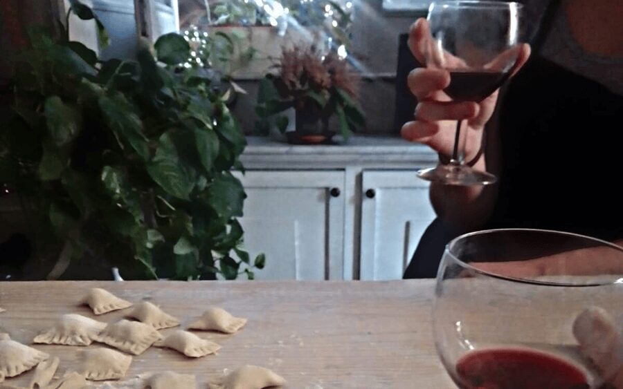 Catania: Pistachio Ravioli, Pasta Home Cooking Class w/ Wine - Sitting down to eat what you made