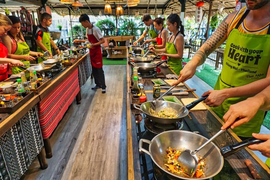Chiang Mai: Traditional Thai-Akha Cooking Class& Market Tour - Timing, pickup, and booking details