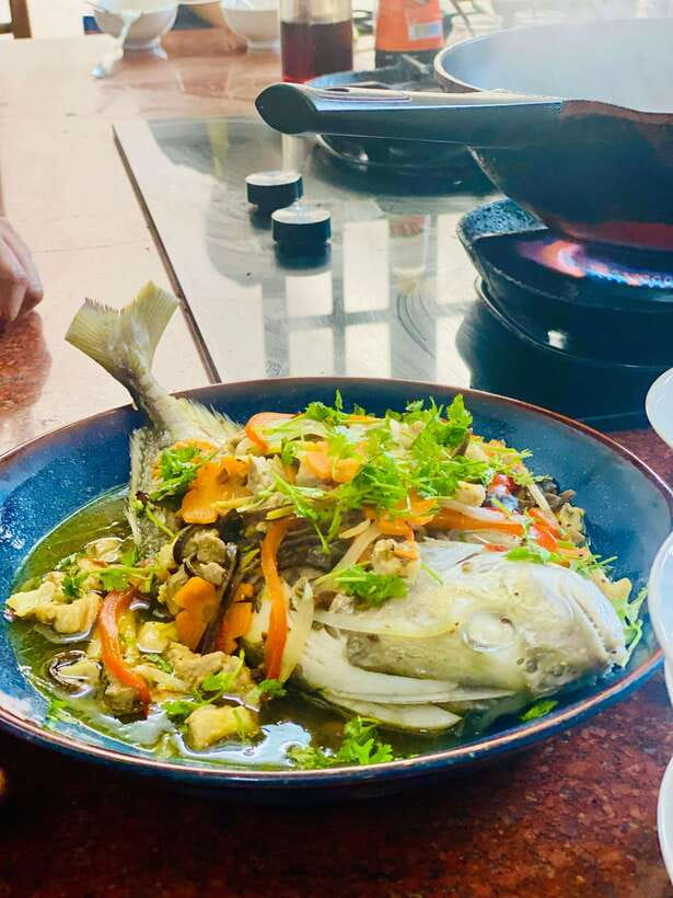 Cooking Class at Green Bamboo - Eating together, with plenty to taste