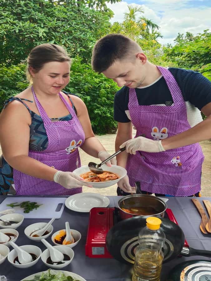 Dinner from cooking class & enjoy local night market - The 2:00 p.m. Pickup and Ride to the Farm