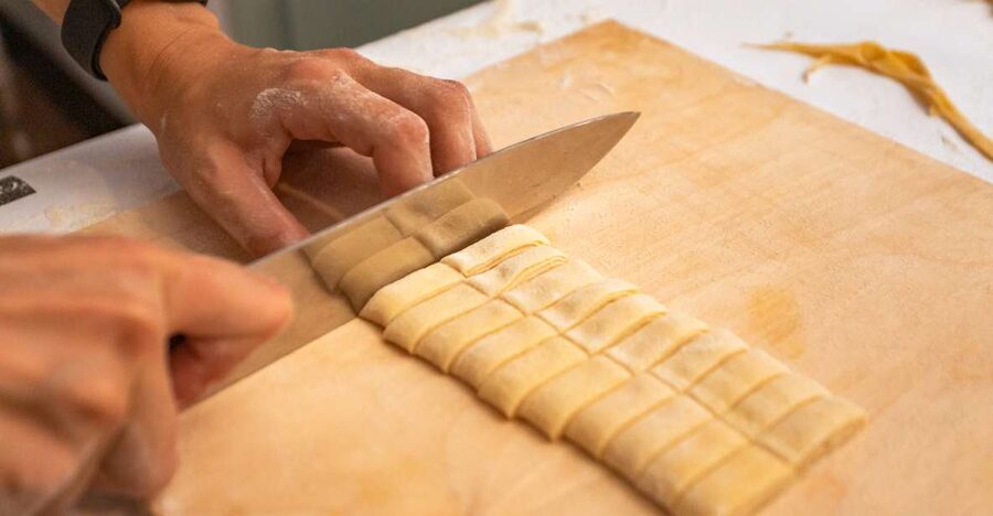 Fettuccine & Tiramisù: Cooking Class with Wine & Limoncello - Sitting down to eat what you made