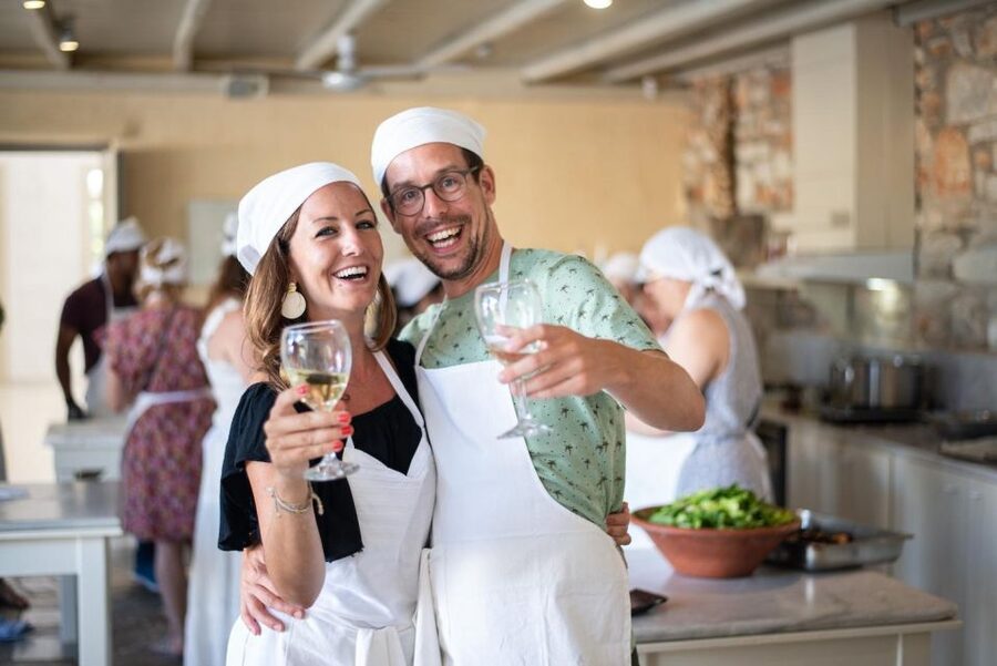 Greek Cooking Class with a Local Chef, Wine, & Meal in Drios - Learning Greek food through stories