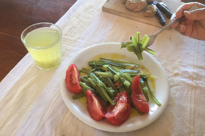 Greek Home Cooking Class at a Seaside Villa in Crete with Mary - Sharing the meal on the sea-facing terrace
