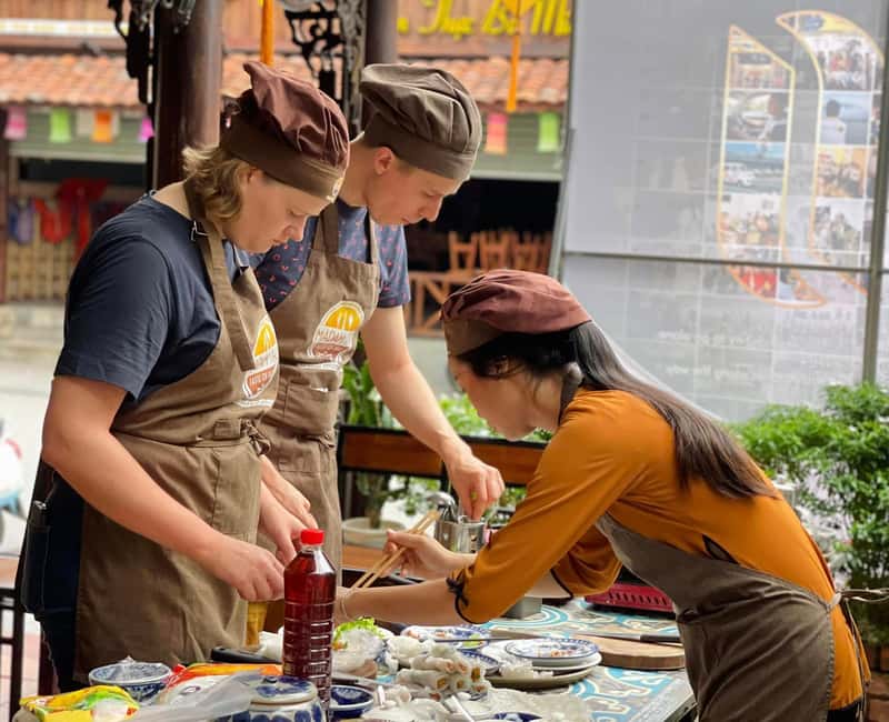 Hue City: Cyclo, Market Tour & Cooking Class at Madam Thu - Cooking three Hue classics
