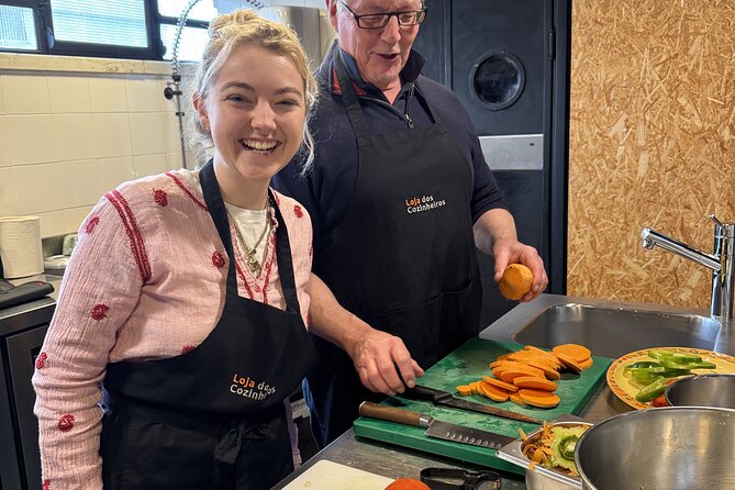 Lisbon Cooking Class with Market Experience - Learning Portuguese cooking in a small kitchen