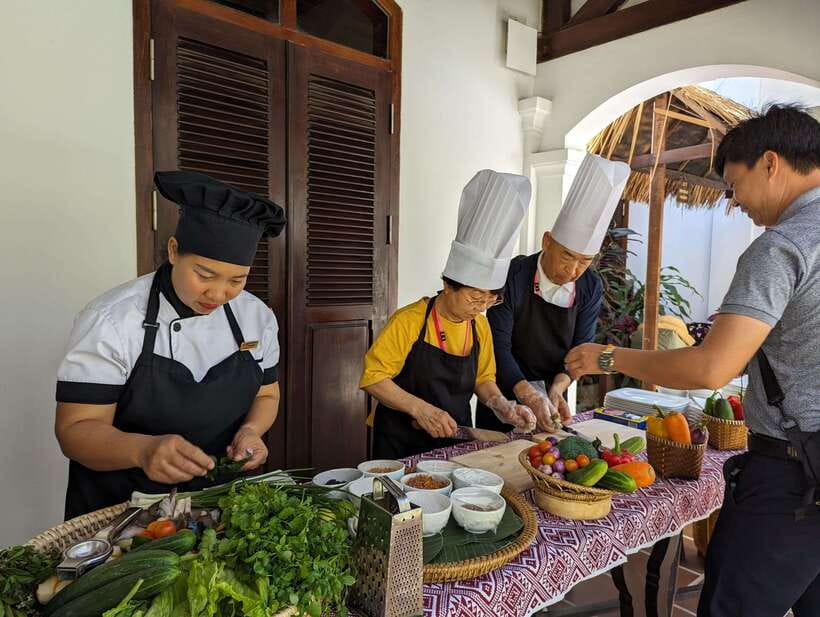 Luang Prabang: Cooking Class at the Former Royal Palace - Cooking four Lao dishes with the group