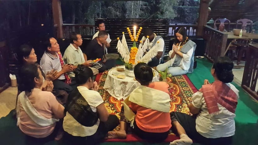 Luang Prabang: Evening Cooking Class & Local Baci Ceremony - Cooking five Lao dishes in an open-air kitchen