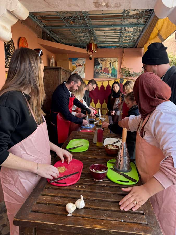 Marrakech: Moroccan Cooking Class with a Local Family - Preparing salads, briwat, and the main dish