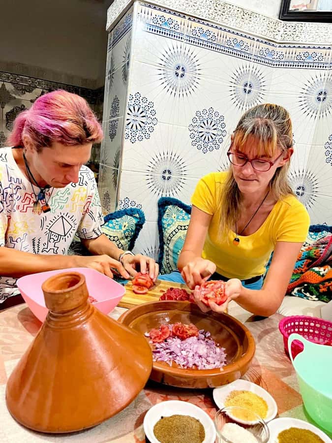 Marrakech: Moroccan Cuisine Cooking Class in Local Home - Chopping, bread, and the first taste of Moroccan cooking