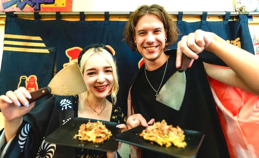 Okonomiyaki＆Takoyaki for Families:Osaka Street Food Festival - The First Thirty Minutes: Aprons, Coats, And A Friendly Start