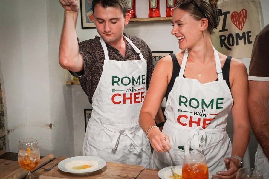 Rome Cooking Class: Make Pasta and 3 Spritz Cocktails - Making pasta by hand near the Colosseum