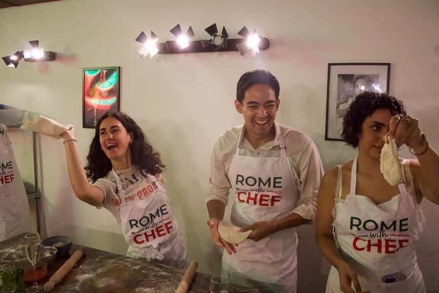 Rome: Hands-On Pizza Cooking Class with Spritz Mixology - Kneading the dough with a local chef