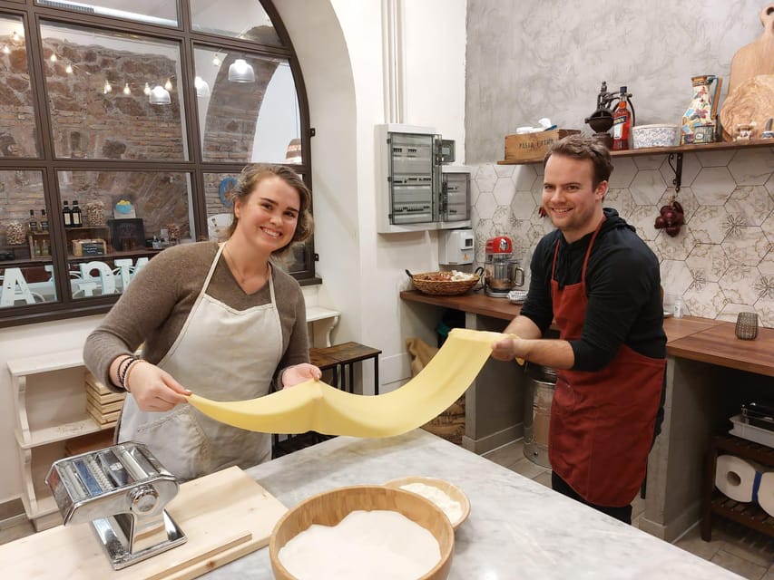 Super Fun Pasta and Gelato Cooking Class by the Vatican - Making hand-made fettuccine from scratch