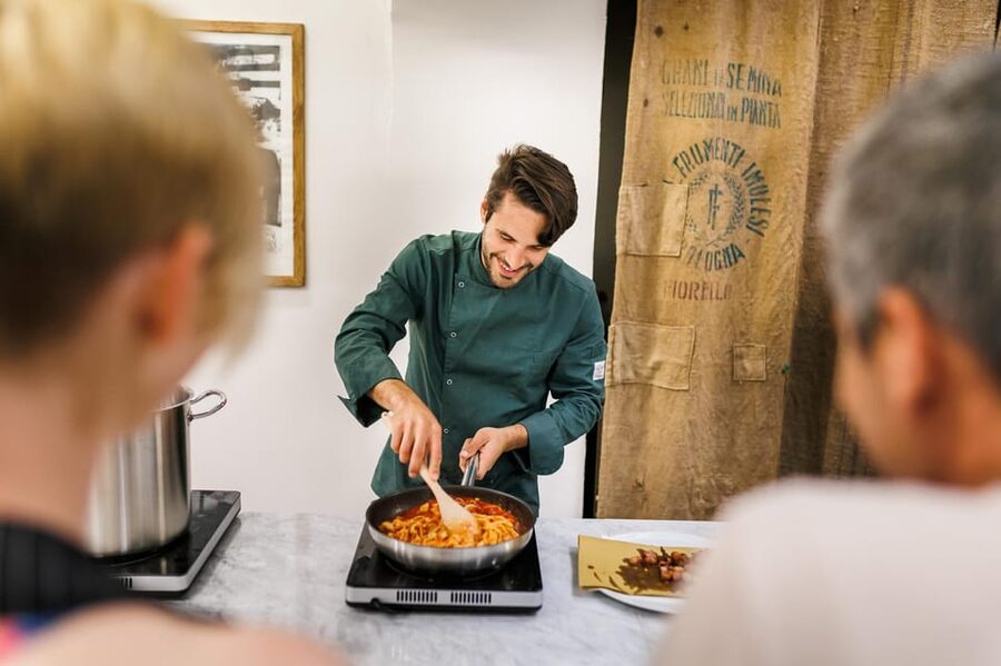 Super Fun Pasta and Gelato Cooking Class by the Vatican - Preparing the tomato sauce inspired by Dolce & Gabbana