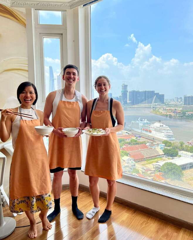 Top Home Cooking Class with Stunning River View AC Kitchen - A home kitchen with a view across Ho Chi Minh City