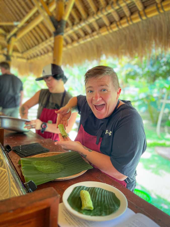 Ubud: Organic Farm Harvest, Bali Cooking Class by Pemulan - Sitting down to eat what you made