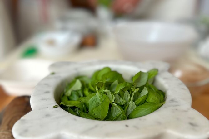With Tiziana Cooking Class for Pesto , Gnocchi and Tiramisù - Making Pesto the Traditional Way